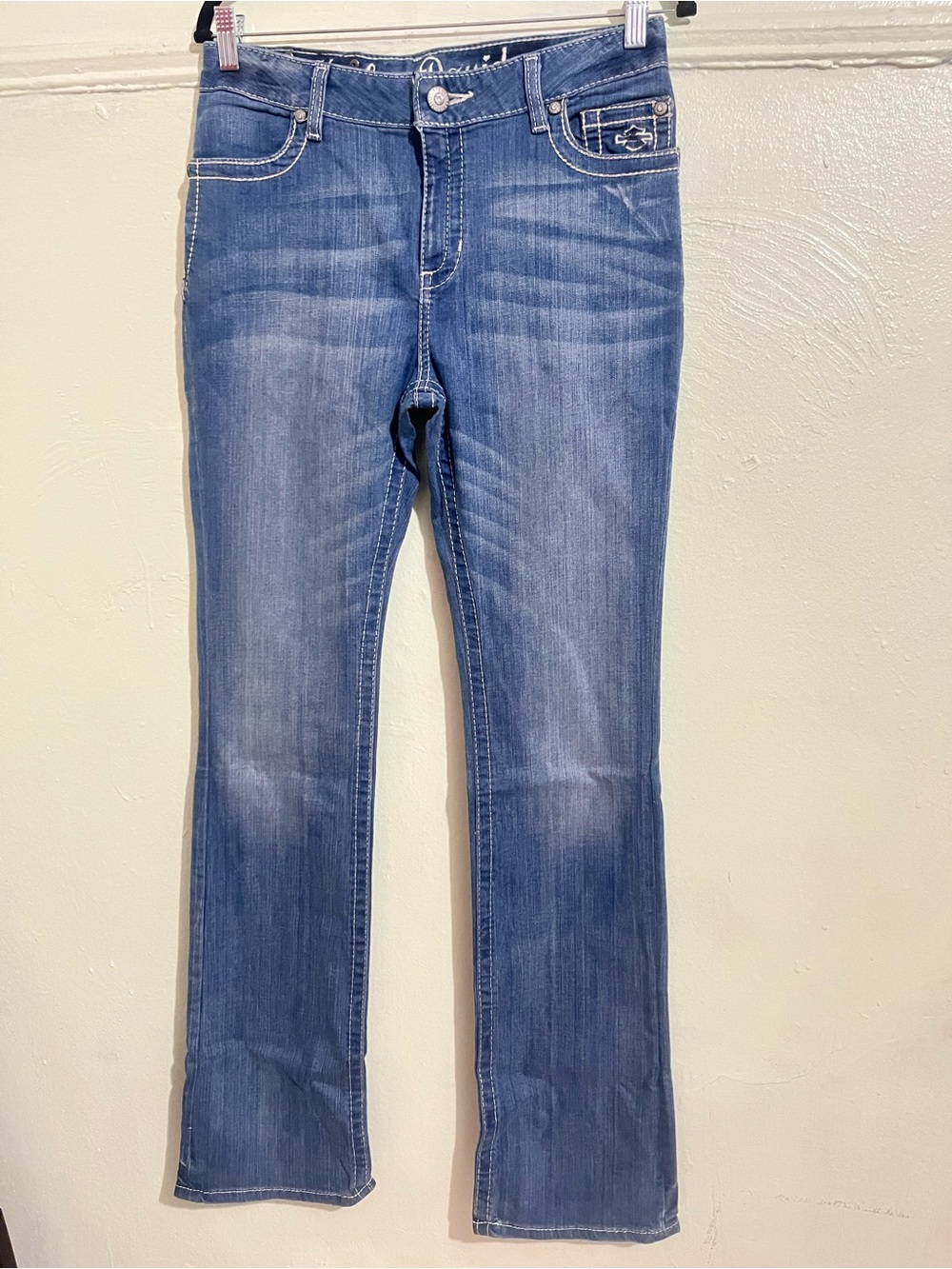 Vintage Y2K Harley Davidson Embellished Flap Pocket Bootcut Jeans (8 Tall)